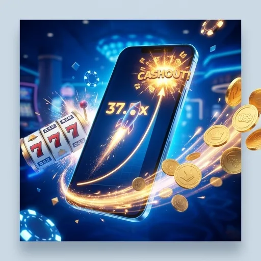 Spelaanbod van het 30bet casino: een crashgame met stijgende multiplier naast slotrollen en muntenregen.